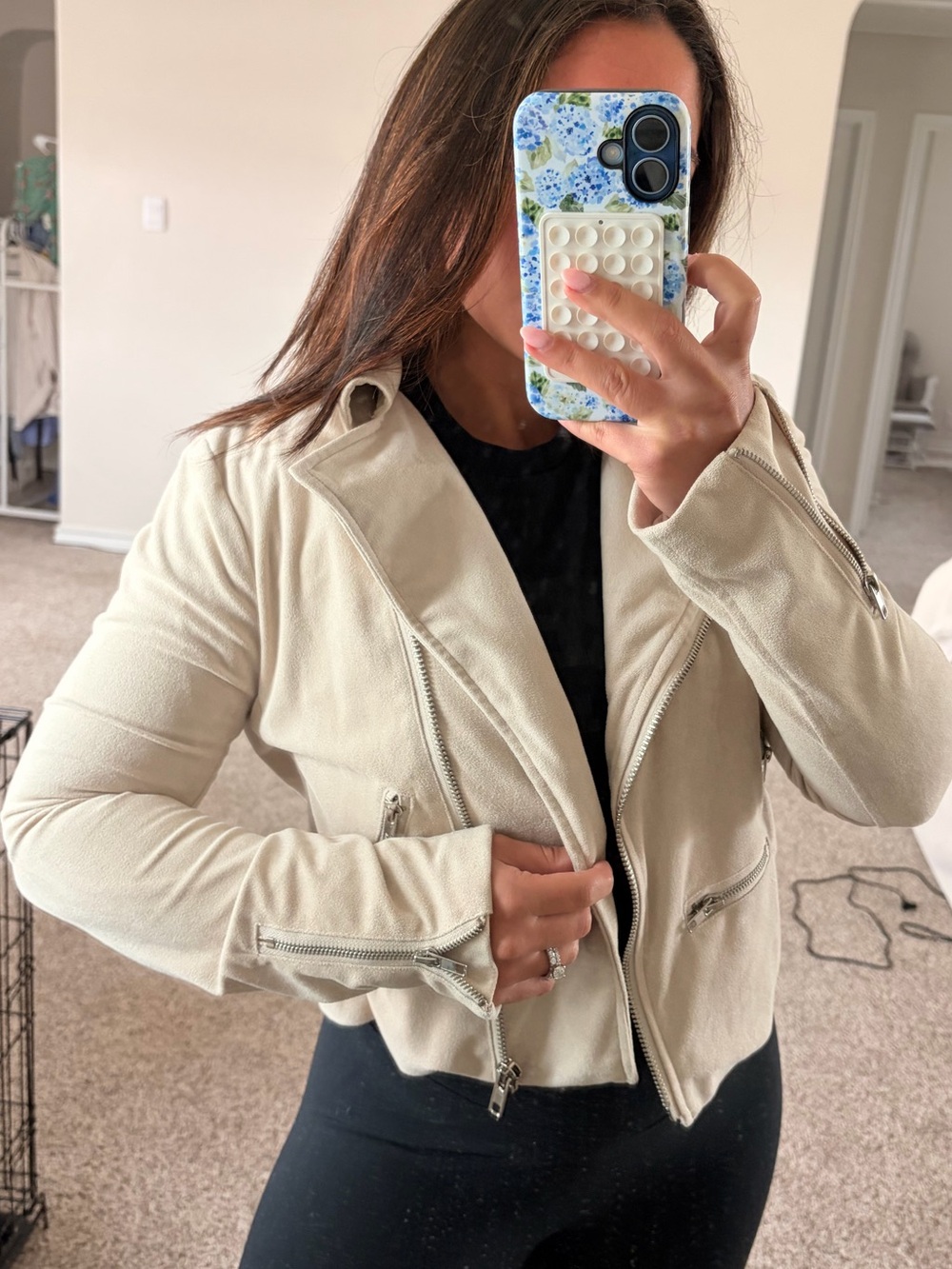 VICI Taupe Cropped Suede Moto Jacket